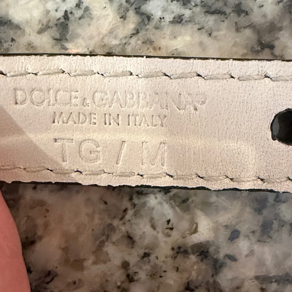 Dolce & Gabbana Crystal DG Logo Black Leather Bracelet